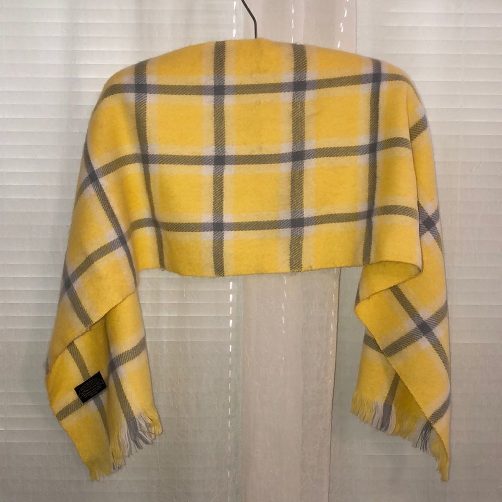 Plaid Yellow White Blue Scarf